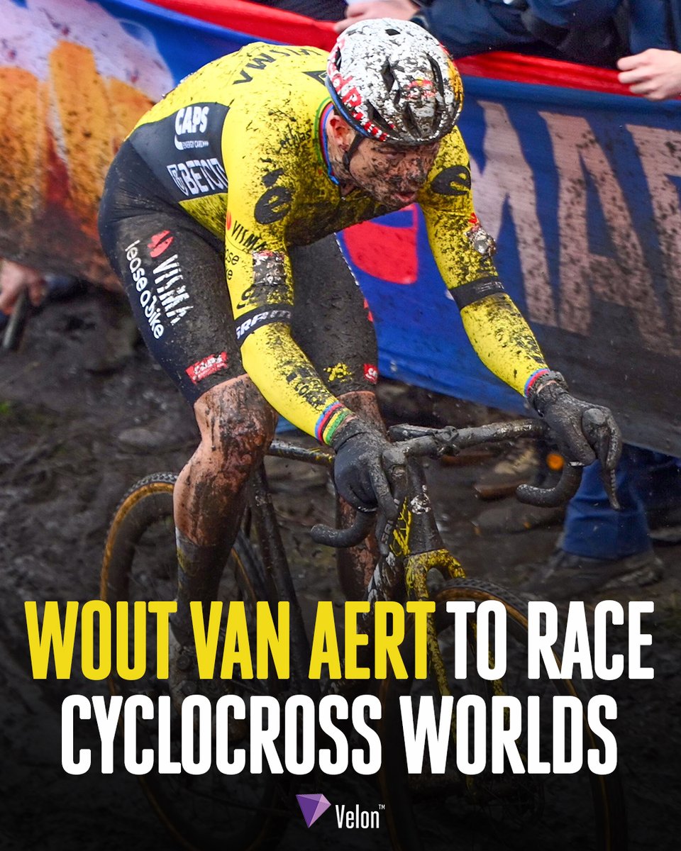 VelonCC's tweet photo. Wout makes worlds U-turn 😀

Van Aert wasn't planning to ride the Cyclocross World Championship in Liévin, France, on Sunday, February 2, but has had a change of mind. 

📸 Sprint Cycling https://t.co/ZFCH5dOcqj
