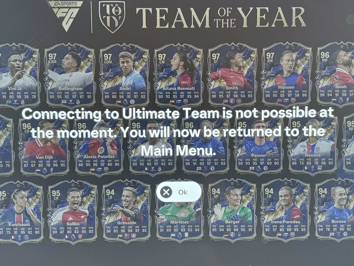 FUT_Ranks's tweet image. Servers have been down for the past few hours 🚨

In the middle of TOTY 🤦‍♂️ 

Good Job EA 😡

#EAFC #FC25