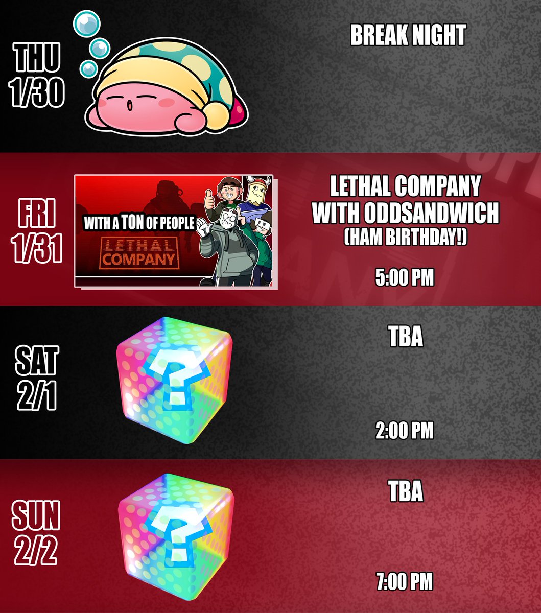 CATVGaming's tweet photo. Did someone ask for a schedule? No? Too bad. https://t.co/NoYRGm7w5G