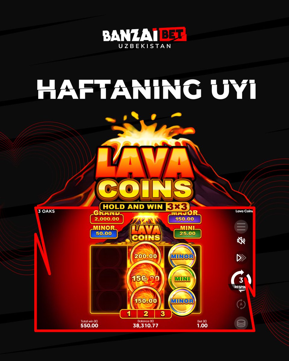 BanzaiBet_uzb's tweet photo. Olovli yutuqlar sizni kutmoqda

Lava Coins: Hold&amp;Win 3x3

💥Hold&amp;Win funksiyasi sizga qo'shimcha sovrinlar olish imkonini beruvchi qayta aylanishlar beradi

💥Grand Jackpot x2000

💥Bonus o'yini

Tavsifdagi havola orqali saytga o'ting va Lava Coins o'ynang

#amici24 #Uzbekistan https://t.co/1jM1o1XvHy