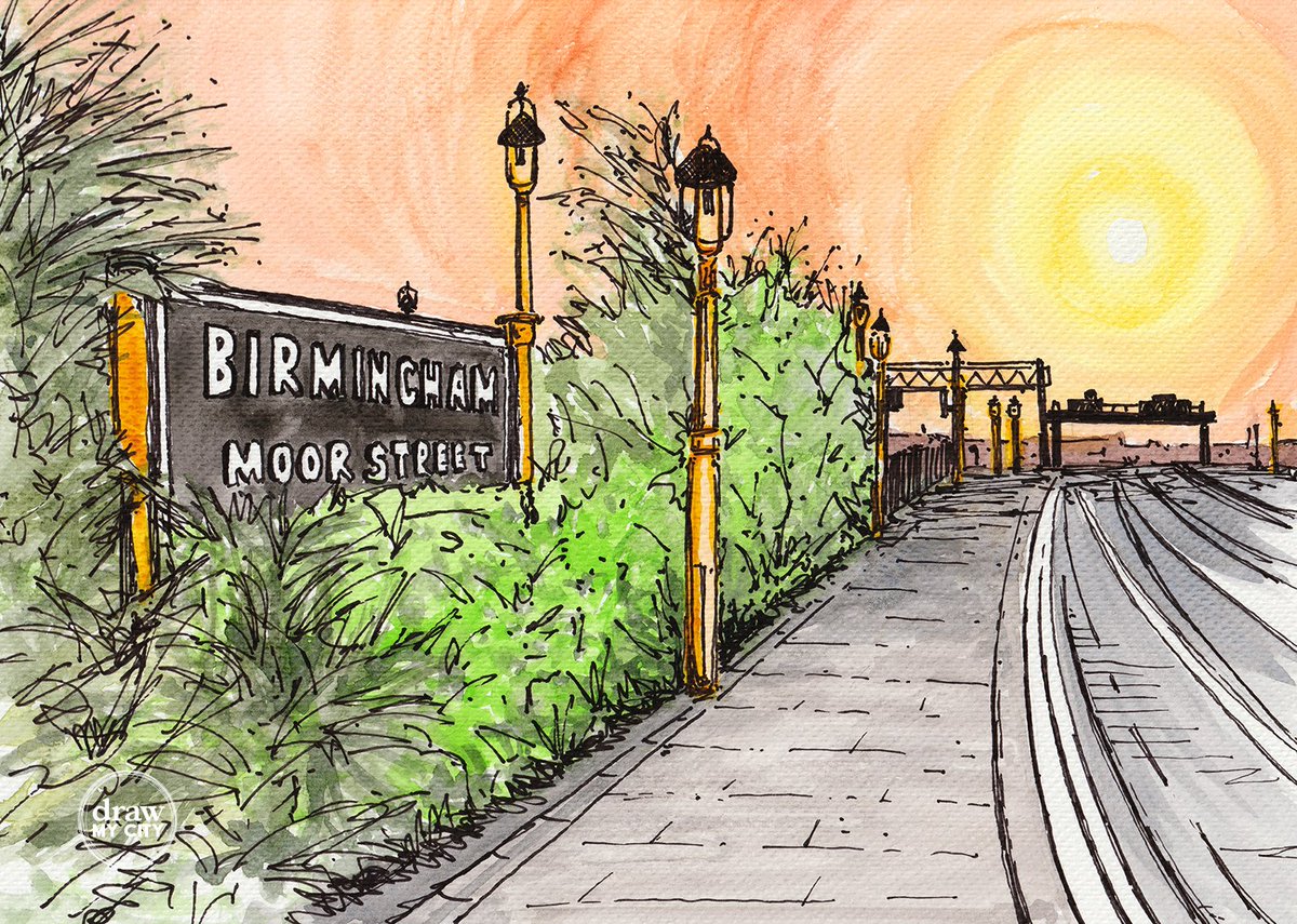 New drawing: Moor Street station sunrise in watercolour and ink.

Here’s a scene I enjoy seeing every day and one I’ve been meaning to capture for some time. Hope you like it!

drawmycity.co.uk/product/moor-s…