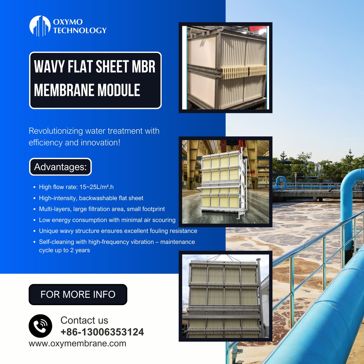 OxymoTechnology's tweet photo. 🌊 Wavy Flat Sheet MBR Membrane Module – The Future of Efficient Water Treatment! 💧

Our MBR membrane module offers advanced filtration capabilities with the following benefits:

#OXYMO #MBRMembrane  #EfficientFiltration #EcoFriendlyTech #WastewaterTreatment #WaterRecycling https://t.co/Q6YOaUbYkB