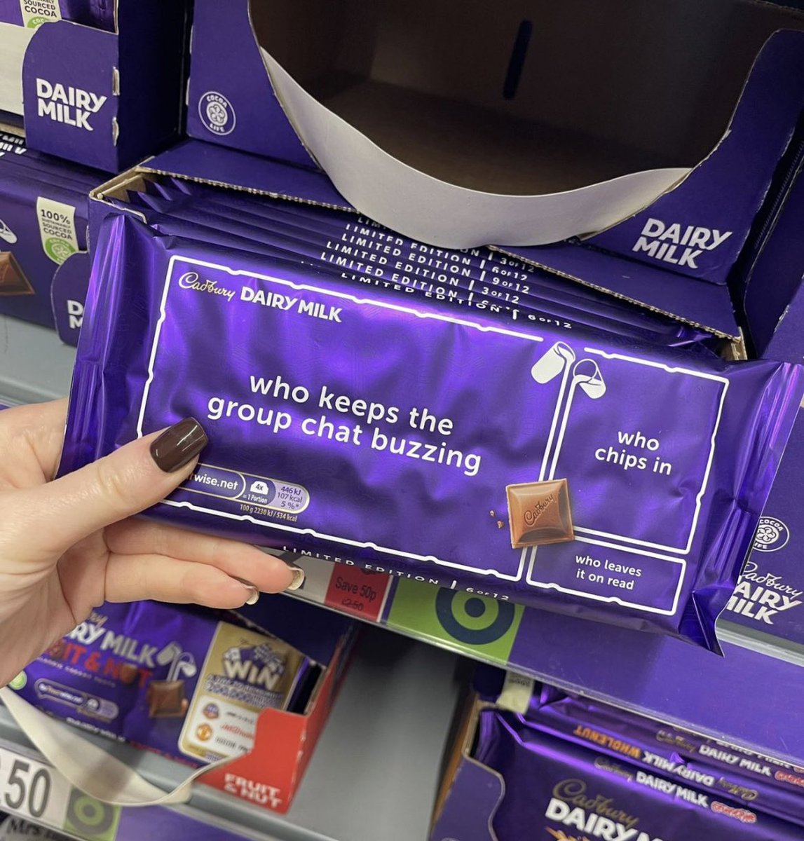How marvellous! Must have been fun for the #Cadbury brand team and their creative partners to put this together.

Believe there are some dozen odd versions of these limited-edition packs out on retail shelves in the UK.

Just love how #DairyMilk’s iconic ‘Glass and a half’ motif