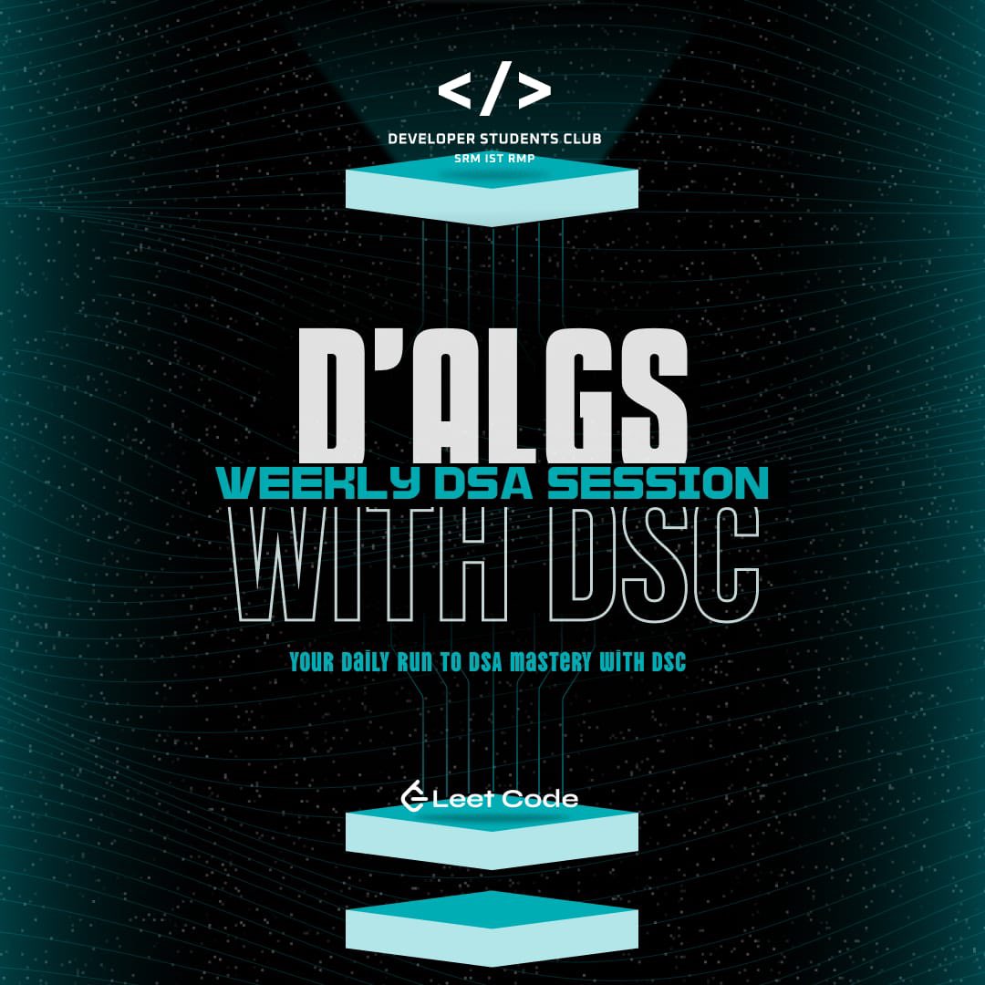 dscsrmrmp's tweet image. 🚀 Join D&apos;AlgS &amp;amp; level up your coding game! 💻
💡 Daily Leetcode challenges, weekly contests, and continuous improvement!
🗓 Starts Jan 27, 2025 | 🕑 12 PM daily | 📍 Discord
🔗 Join: discord.gg/eNR8MnNF
📸 Instagram: instagram.com/dscsrmrmp
#Coding #Leetcode #Programming