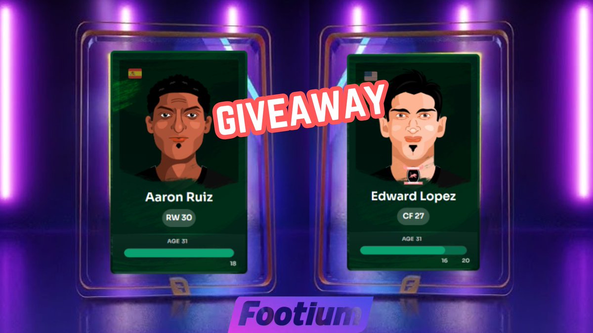 🚨FOOTIUM GIVEAWAY🚨

Edward Lopez 🇺🇸
Aaron Ruiz 🇪🇸

To enter:

-Follow me
-Like and Repost the below tweet👇

#Footium
