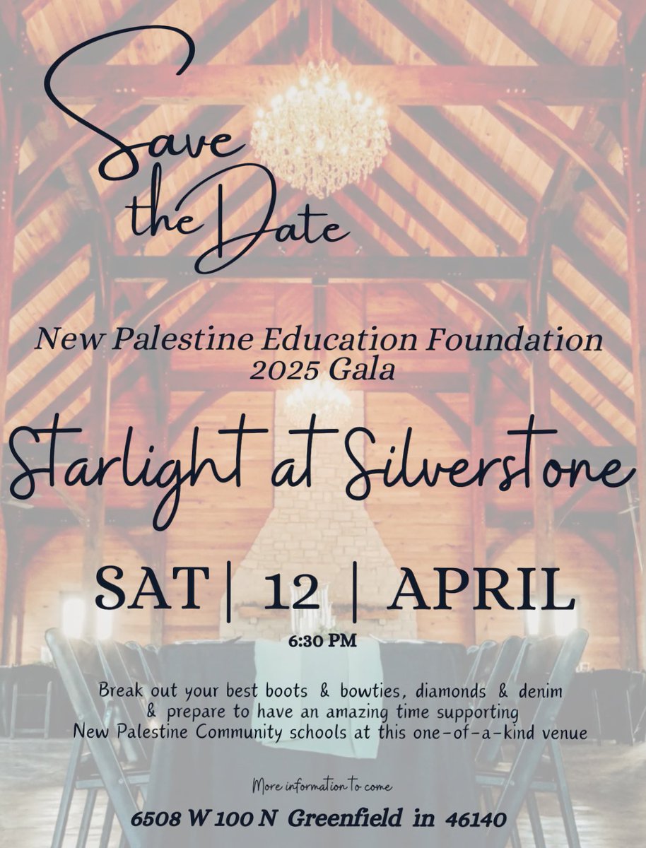 New Palestine Education Foundation (@newpaled) on Twitter photo The 2025 Gala is just around the corner! Save the date for April 12th! šāØ<a href="/NewPalCS/">New Palestine Community Schools</a> The 2025 Gala is just around the corner! Save the date for April 12th! šāØ<a href="/NewPalCS/">New Palestine Community Schools</a>