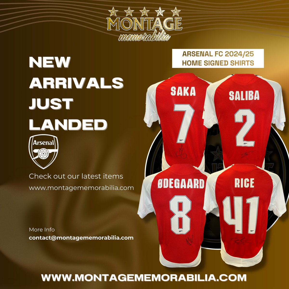 Arsenal fans, look no further for your authentic signed memorabilia! 🔴👇🏼

We have an unbelievable selection of signed memorabilia from fan to player version shirts by all the top names with exact photo proof! 

Visit our website today and get yours now! 
montagememorabilia.com