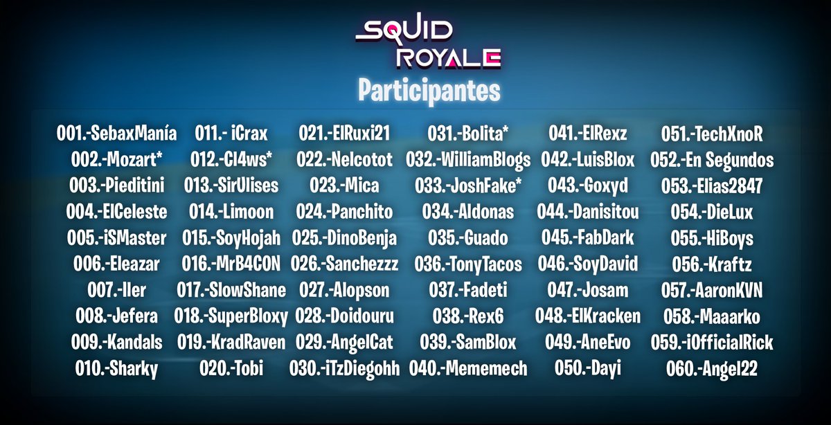 HOY ES EL DÍA 🦑 ⚔️ . POR ESO, LES PRESENTAMOS A LOS PARTICIPANTES QUE ESTARÁN DURANTE EL EVENTO