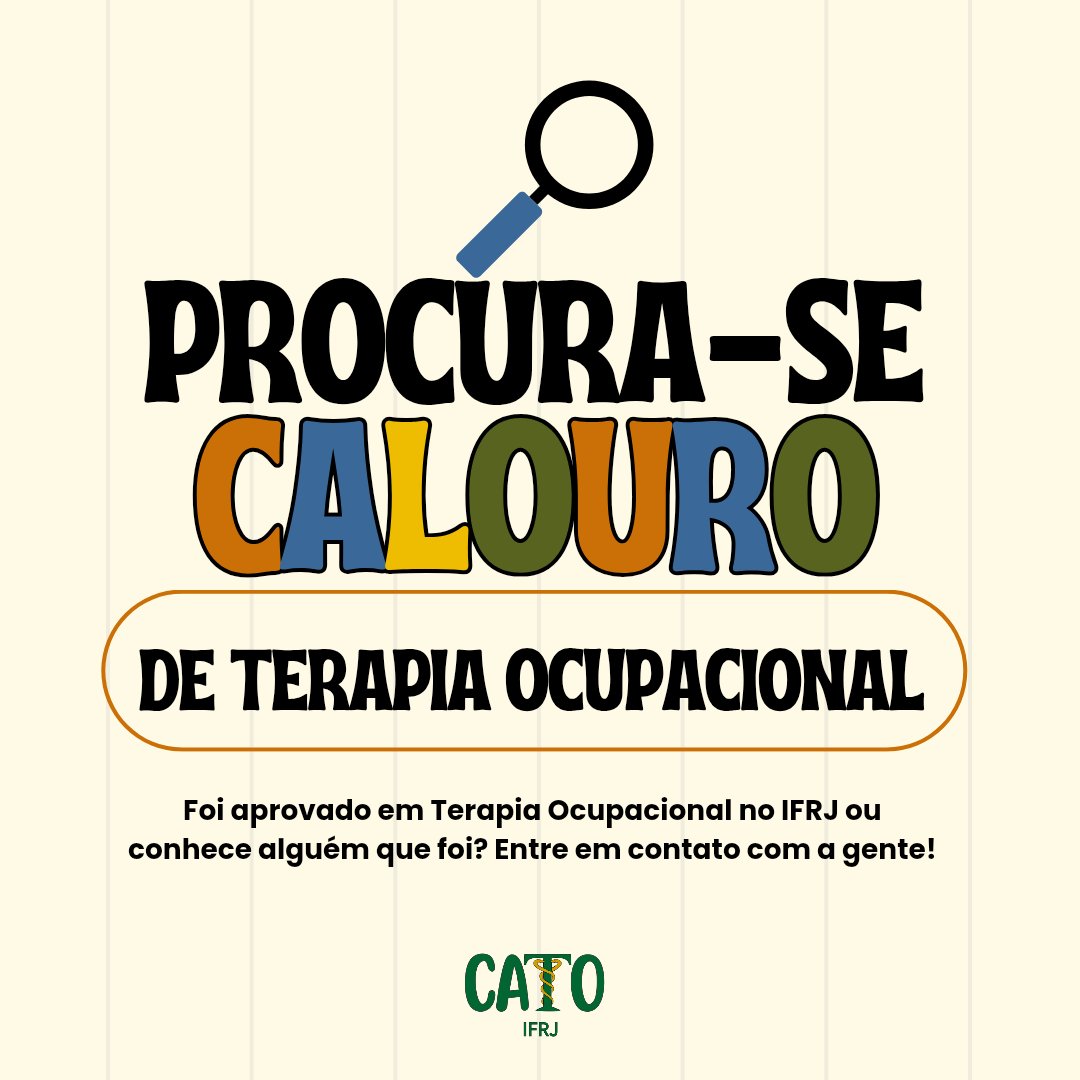 catoifrj's tweet photo. CALOUROS 25.1 DE TERAPIA OCUPACIONAL SEU CENTRO ACADÊMICO TÁ TE PROCURANDO, chama na dm!! 🥳🥳🥳

t.o | ifrj | terapia ocupacional | passei | 24.1 | calouros | realengo https://t.co/09tkEMYkSP
