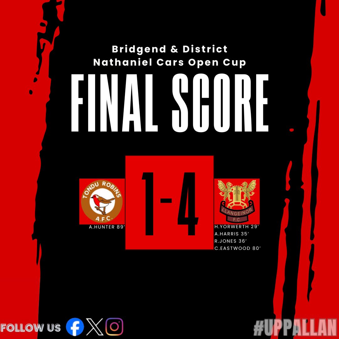 LlangeinorFC's tweet photo. 𝗥𝗲𝘀𝘂𝗹𝘁𝘀🚨

📆25/01/2025

5/5 for the first team✅
3/3 for the 2nd team ✅
A heavy defeat for the 3rd’s in the cup❌

#UppaLlan🔴⚫️ https://t.co/AWL57yvDIv