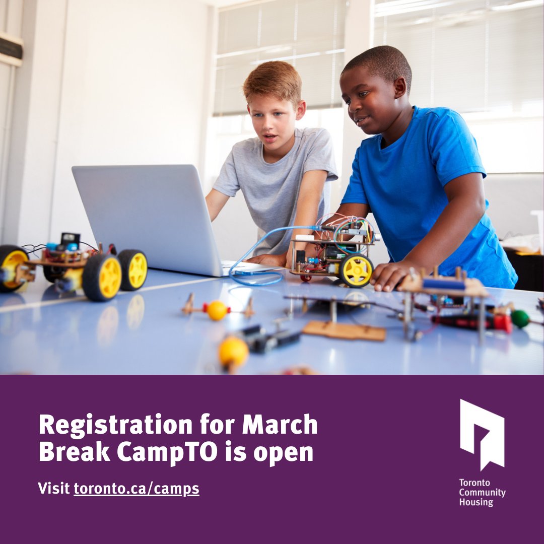 Toronto Community Housing (@tohousing) on Twitter photo Registration for March Break CampTO is open! Parents can register their children and youth in local programming to help them build new skills while having fun during March Break.  
To find available spaces for March Break CampTO near you: toronto.ca/camps Registration for March Break CampTO is open! Parents can register their children and youth in local programming to help them build new skills while having fun during March Break.  
To find available spaces for March Break CampTO near you: toronto.ca/camps