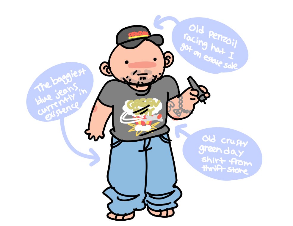 Shoobular's tweet photo. draw your outfit in 5 minutes (i took like 8 minutes)
my entire outfit is like $10 im a thrift hog https://t.co/0TmOonHVlX