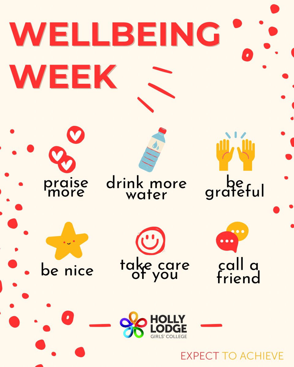HollyLodgeLiver's tweet photo. Wellbeing week starts tomorrow! 🧘Check in with teachers regarding after-school clubs, as some may not be running as usual.
#HollyLodgeLife #ExpectToAchieve https://t.co/q6IDXioq6e