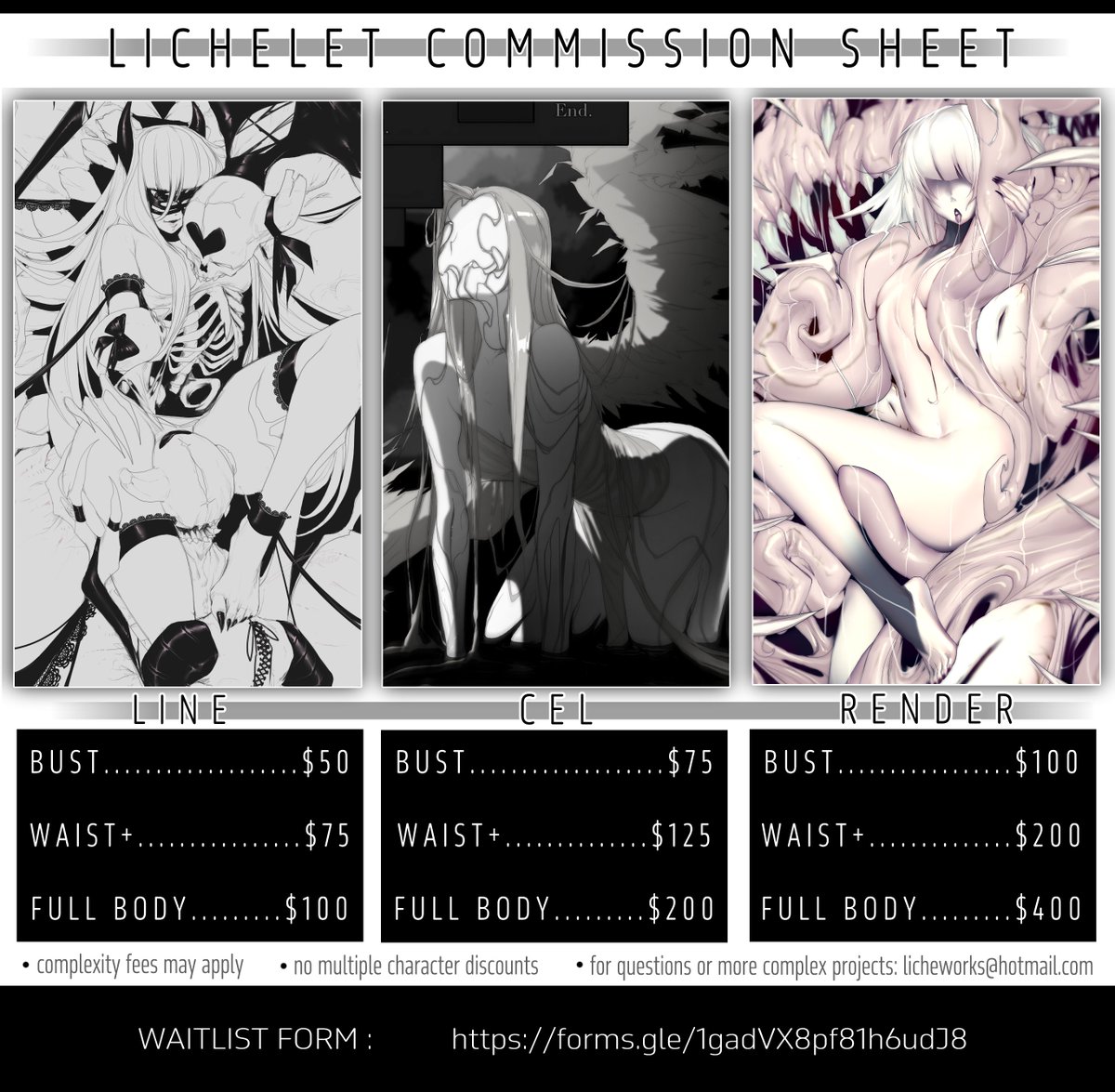 ♱COMMISSION WAITLIST♱ OPEN 📢

more info:
forms.gle/L3Z8q4uxAdTn3Y…