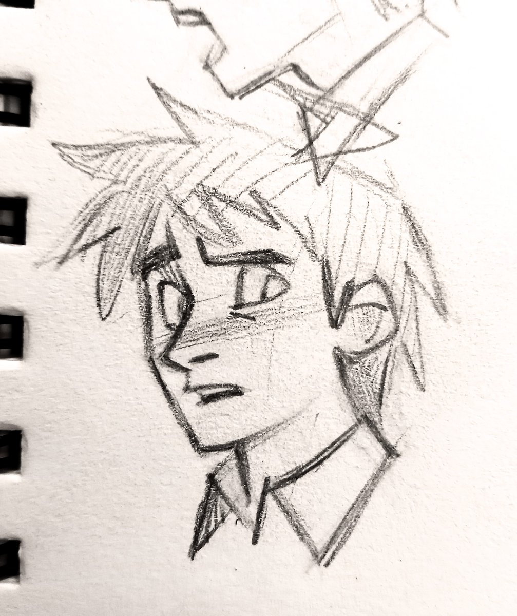 sacklumi's tweet photo. sitting here just aww-ing while drawing hajime like hes a kitten https://t.co/yTcE53n3ou