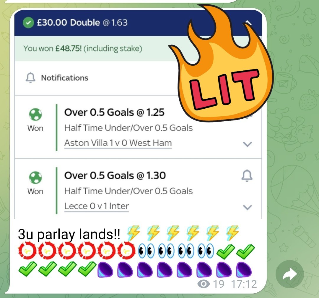 TwoLooney's tweet photo. 🌟 What a day for our VIPs at The Looney Two Tipsters! 🌟
🔥 Back-to-back parlays cashed:
-125 ✅
-143 ✅
💥 And for good measure, another IN-PLAY WIN smashed! 💥
💎 This is how winning Sundays are made – JOIN US NOW: https://t.co/R0Y4bU8TXF
#WinningStreak #LooneyLocks #ParlayKings #InPlayMagic #VIPBets #BetSmarter #SportsBettingWins