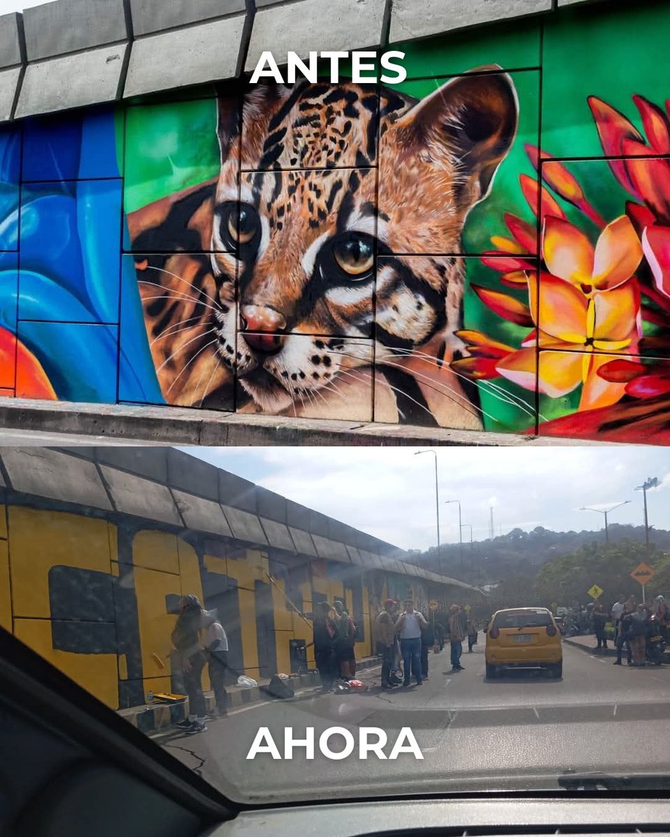 Como cucuteño, hoy quiero elevar mi voz de protesta y expresar mi inconformismo con las personas que vandalizaron el mural del puente de San Mateo ¡Eso no es arte, eso es vandalismo! Abro🧵