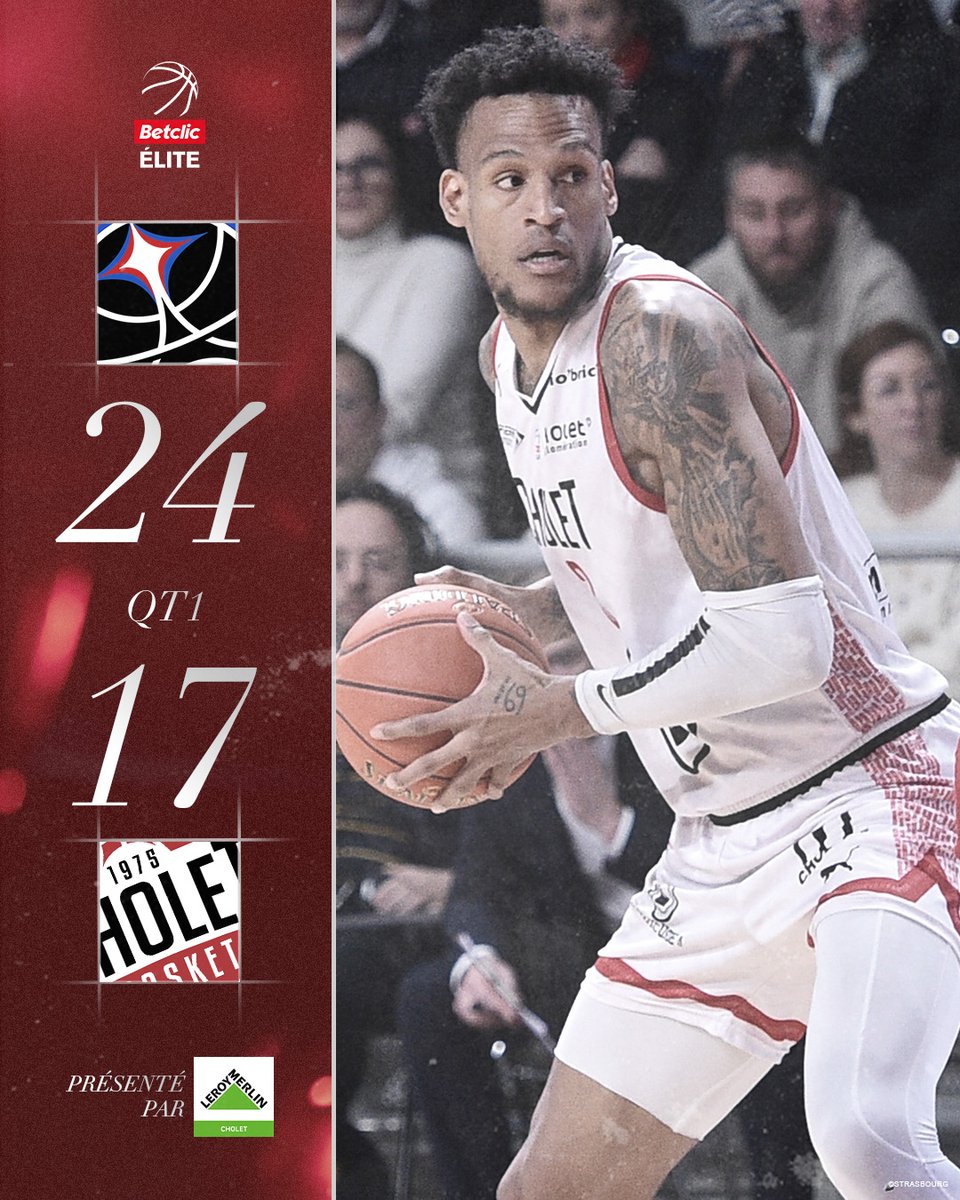 CB_officiel's tweet photo. Face à des Parisiens très adroits à 3 points, nos Choletais sont menés de 7 points à la fin du 1er quart-temps. Allez CB !
#PBCB #CBFAMILY @Betclic_ELITE https://t.co/nxEmOv0f5n