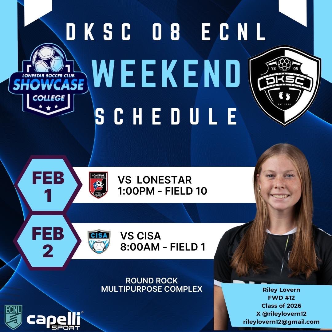 ‼️Coaches‼️ Come out to the Lone Star showcase this coming weekend to watch DKSC 08 ECNL perform. See ya there👋
<a href="/ECNLgirls/">ECNL Girls</a> <a href="/PrepSoccer/">Prep Soccer ⚽️</a> <a href="/ImCollegeSoccer/">College Soccer Truth ™</a> <a href="/dksc_08_ECNL/">DKSC 07/08g ECNL</a>