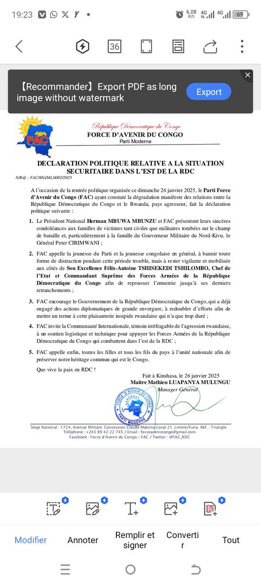 RENTREE POLITIQUE 2025

Lors de sa 1ère réunion du Conseil Exécutif National, <a href="/FAC_RDC/">FORCE D'AVENIR DU CONGO</a> appelle à l'unité nationale des forces vives de la nation autour du Chef de l'Etat <a href="/fatshi13/">Félix A. Tshisekedi</a>.
<a href="/DeniseNyakeru/">Denise NYAKERU TSHISEKEDI</a> 
<a href="/SuminwaJudith/">Judith SUMINWA TULUKA</a>