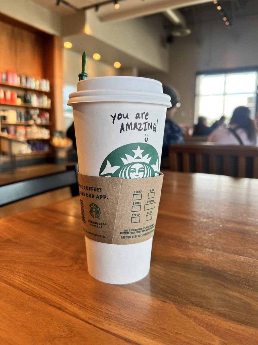 LidiaLunaC's tweet photo. It’s my husband’s birthday, and @Starbucks Eden Shores random cup messages just made his day! #simplejoys https://t.co/X9feYad2o6