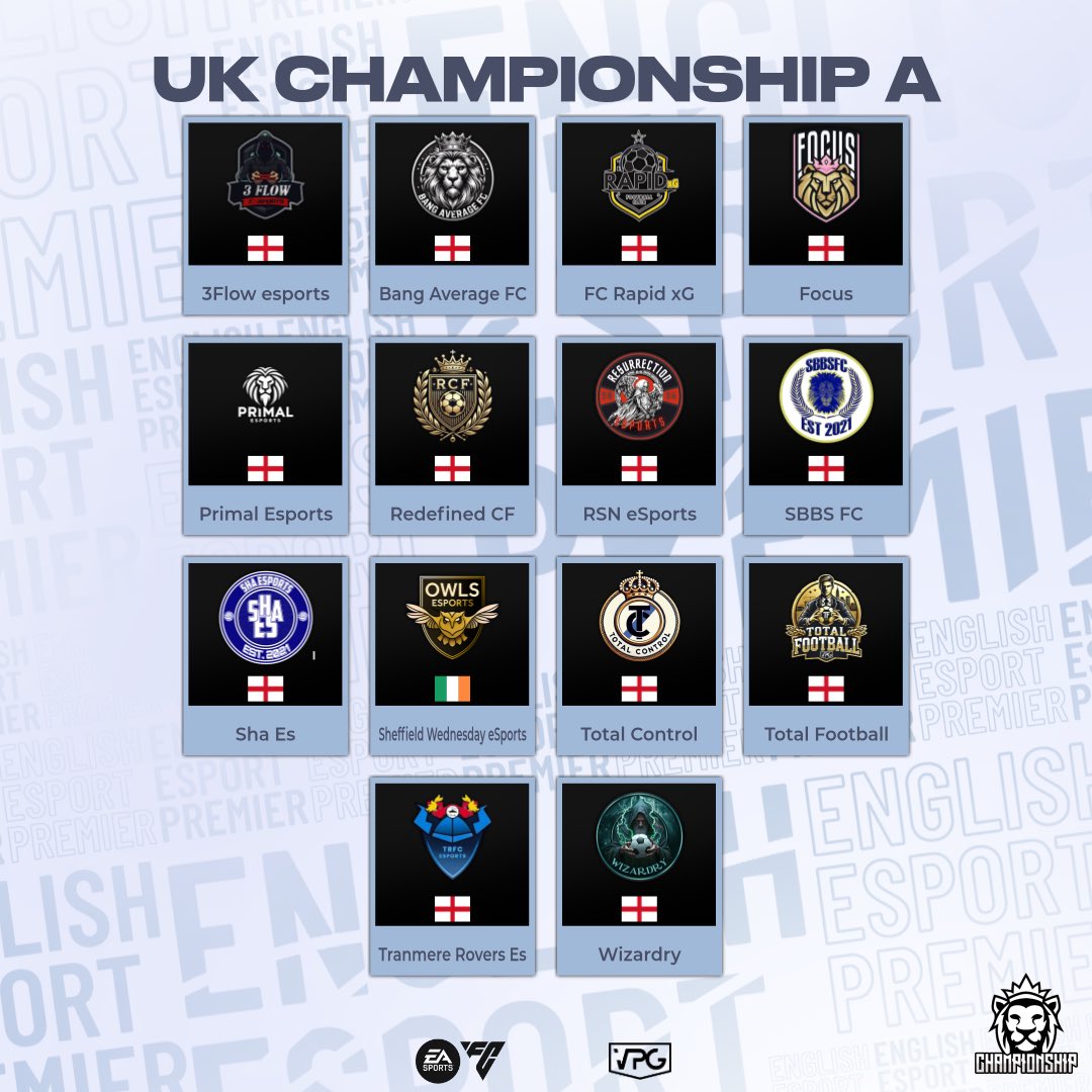 VPG UK Leagues (@vpguk) on Twitter photo ๐๐ฝ Welcome to the <a href="/VPGUK/">VPG UK Leagues</a> - UK Champ ๐ฌ๐ง
๐ Who is going to be crowned ๐
<a href="/3flow_esports/">3Flow eSports</a>
<a href="/BangAverageCF/">Bang Average FC</a>
<a href="/SBBSFC/">SBBSFC</a>
<a href="/FCRapidxG/">FC Rapid xG</a>
<a href="/FocusVFC/">Focus</a>
<a href="/PrimalVPG/">Primal Esports</a>
<a href="/RedefinedCF/">Redefined CF</a>
<a href="/RSNeSportsFC/">RSN eSports</a>
<a href="/sha_es76780/">Sha Es</a>
<a href="/owlsesportsx/">OWLS Esports๐ฆ</a>
<a href="/FcTotalControl/">Total Control</a>
@Football_Totali
<a href="/TRFCEsports/">Tranmere Rovers Esports</a>
<a href="/Wizardry_eS/">Wizardry Esports</a>
#FC25 #EAFC #ProClubs ๐๐ฝ Welcome to the <a href="/VPGUK/">VPG UK Leagues</a> - UK Champ ๐ฌ๐ง
๐ Who is going to be crowned ๐
<a href="/3flow_esports/">3Flow eSports</a>
<a href="/BangAverageCF/">Bang Average FC</a>
<a href="/SBBSFC/">SBBSFC</a>
<a href="/FCRapidxG/">FC Rapid xG</a>
<a href="/FocusVFC/">Focus</a>
<a href="/PrimalVPG/">Primal Esports</a>
<a href="/RedefinedCF/">Redefined CF</a>
<a href="/RSNeSportsFC/">RSN eSports</a>
<a href="/sha_es76780/">Sha Es</a>
<a href="/owlsesportsx/">OWLS Esports๐ฆ</a>
<a href="/FcTotalControl/">Total Control</a>
@Football_Totali
<a href="/TRFCEsports/">Tranmere Rovers Esports</a>
<a href="/Wizardry_eS/">Wizardry Esports</a>
#FC25 #EAFC #ProClubs