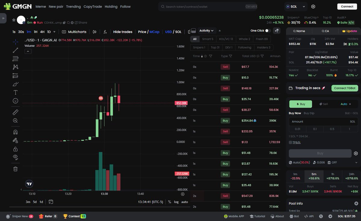 What do y'all think of this one? 🤔

DEV has locked 100%; the only red flags are the number of snipers and the fact that only one provider currently provides liquidity.

Be careful, and stay safe.

CA: CDHKKJiZ77G5Fcd7B6V2UZRbUy1czSmXPTQ53Zvqpump