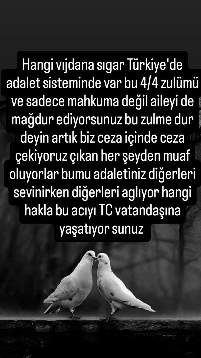 #Türkiye385BinMahkum
Sn <a href="/yilmaztunc/">Yılmaz TUNÇ</a> 
GECİKEN ADALET ADALET DEĞİLDİR 
DİYEN SİZSİNİZ O HALDE NEDEN 
4/4 MÜKERRİRLER 2 YILDIR 
AÇIK VE DENETİM HAKKI BEKLİYOR
TOPLUMA KULAK VERİN ARTIK <a href="/avabdullahguler/">Abdullah Güler</a> <a href="/AvOzlemZengin/">Av. Özlem Zengin 🇹🇷</a>   <a href="/RTErdogan/">Recep Tayyip Erdoğan</a> <a href="/AvOrhanKIRCALI/">Av. Orhan KIRCALI 🇹🇷</a> <a href="/avcahitozkan/">Cahit ÖZKAN</a> <a href="/Akparti/">AK Parti</a> <a href="/tcbestepe/">T.C. Cumhurbaşkanlığı</a>