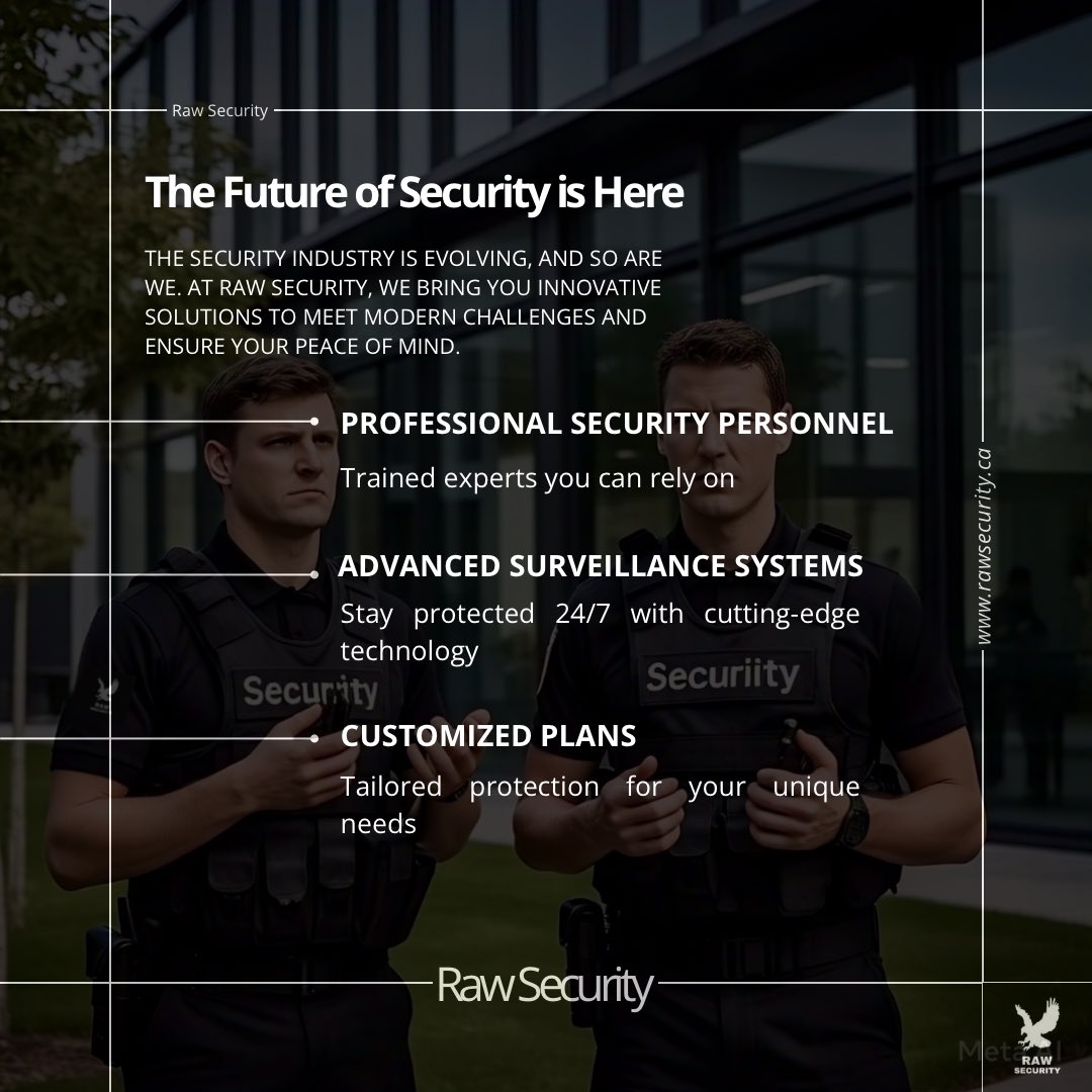irawsecurity's tweet image. 🚨 The Future of Security is Here – Raw Security 🚨

We bring modern solutions with advanced surveillance, expert guards, &amp;amp; customized plans to protect what matters most.

Secure your future today!
📞 9025004580 🌐 rawsecurity.ca

#FutureOfSecurity #RawSecurity