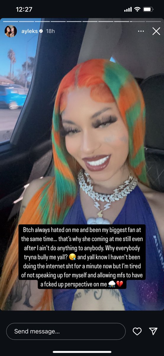 sosxcx's tweet photo. Ayleks is selfish &amp; is entertaining the comments instead of standing up for what's right. She ain’t defending herself, &amp; if she keeps acting like she’s not in the wrong, she'll keep attracting the energy she’s “defending”.  🔮#lowvibrationalasshoe
#ayleks #coileray #trippieredd https://t.co/VsNDZsTe90