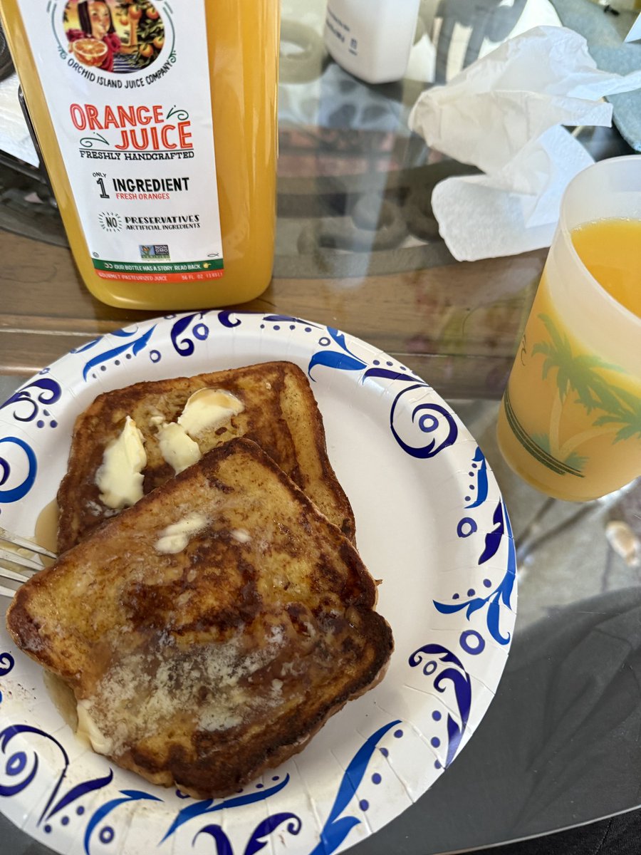It’s Sunday. I always have a late breakfast. I changed my OJ to <a href="/Nataliesoj/">Natalie's Juice</a> 
Fresh and NOT from concentrate. 

French toast simply the best!!