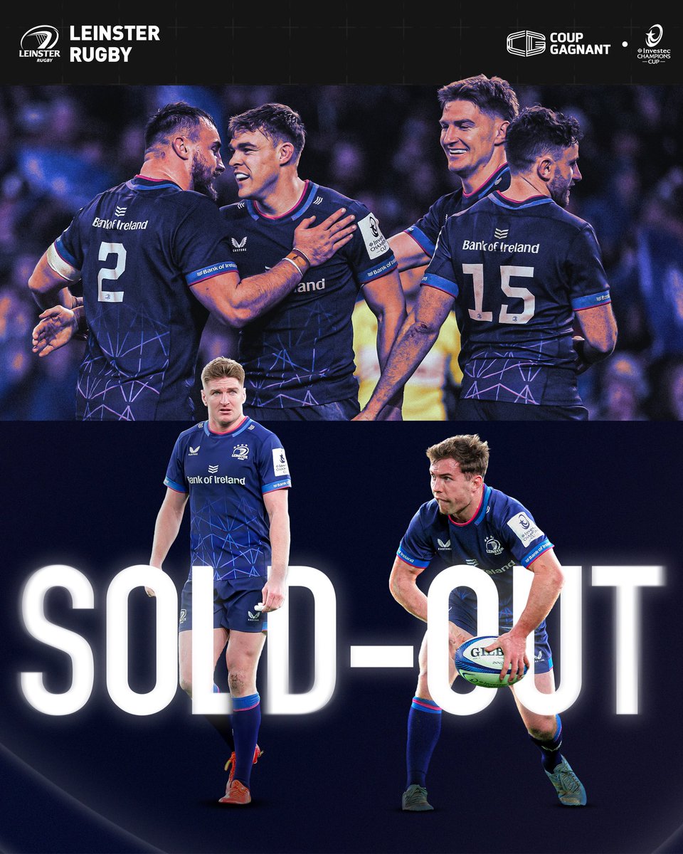 🚨 SOLD OUT ALERT 🚨

Leinster Rugby, unbeaten through the first four rounds, has sold out its tickets! 🎟️

The demand has been overwhelming, and with the team’s unstoppable momentum, excitement is at an all-time high.

Check out the other final tickets before it's too late👉🏻