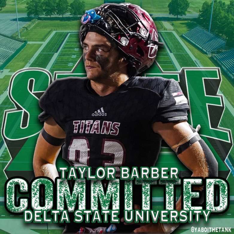 Taylor Barber (@t_barber93) on Twitter photo After lots of consideration and a conversation with <a href="/C_Alberswerth/">Chance Alberswerth</a> I will be committing to Delta State‼️Go Statesmen‼️
<a href="/gctitansfb/">Gadsden City FB</a> <a href="/raveryjr/">Renza Avery</a> <a href="/evan_laughlin14/">Evan Laughlin</a> After lots of consideration and a conversation with <a href="/C_Alberswerth/">Chance Alberswerth</a> I will be committing to Delta State‼️Go Statesmen‼️
<a href="/gctitansfb/">Gadsden City FB</a> <a href="/raveryjr/">Renza Avery</a> <a href="/evan_laughlin14/">Evan Laughlin</a>