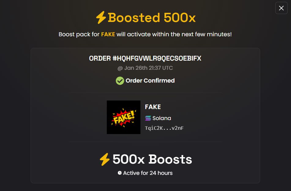 FakeCoinSolana's tweet photo. $FAKE 500x boosted https://t.co/dw0Xr0Akn6