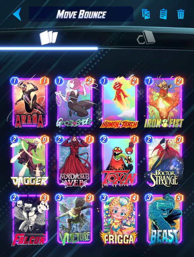 KMBestMS's tweet image. It&apos;s Sunday, you know what that means!

KMBest @MARVELSNAP Top Decks Day!

The meta has a bunch of genuinely Tier 1 decks! 

Move Bounce and Discard look to go for peak points, while Midrange struggles to keep up, but has been able to do so with...wait...MILL?!