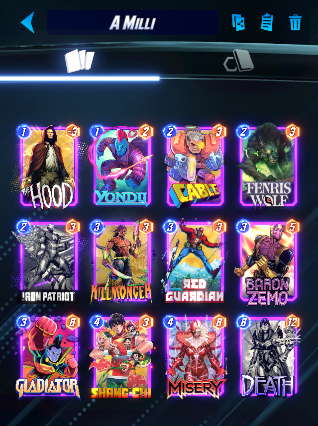 KMBestMS's tweet image. It&apos;s Sunday, you know what that means!

KMBest @MARVELSNAP Top Decks Day!

The meta has a bunch of genuinely Tier 1 decks! 

Move Bounce and Discard look to go for peak points, while Midrange struggles to keep up, but has been able to do so with...wait...MILL?!