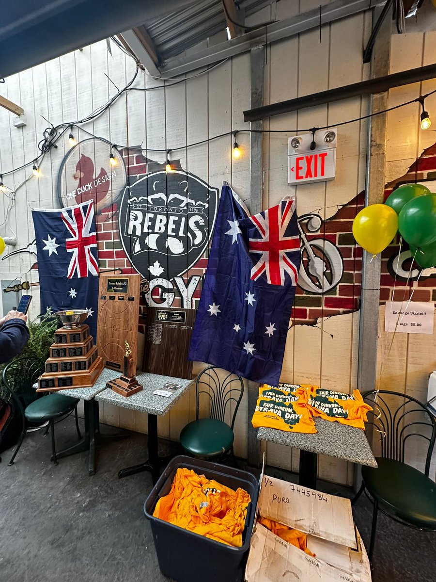 All set up here at <a href="/HemingwaysTO/">Hemingway's Toronto</a> 
GetAround us #Toronto for #AustraliaDay with <a href="/RebelsAFC/">Toronto Rebels AFC</a> <a href="/AusHCCanada/">Australia in Canada</a> 🇦🇺<a href="/AFLCanada/">AFL Canada</a>