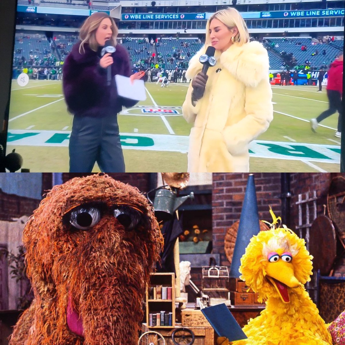MonroeVikings's tweet photo. Who wore it better?
#nfl
#footballbroadcasters
#foxsports
#foxpregame
#cantunseethat
#sesamestreet https://t.co/Nrqalk3XCQ