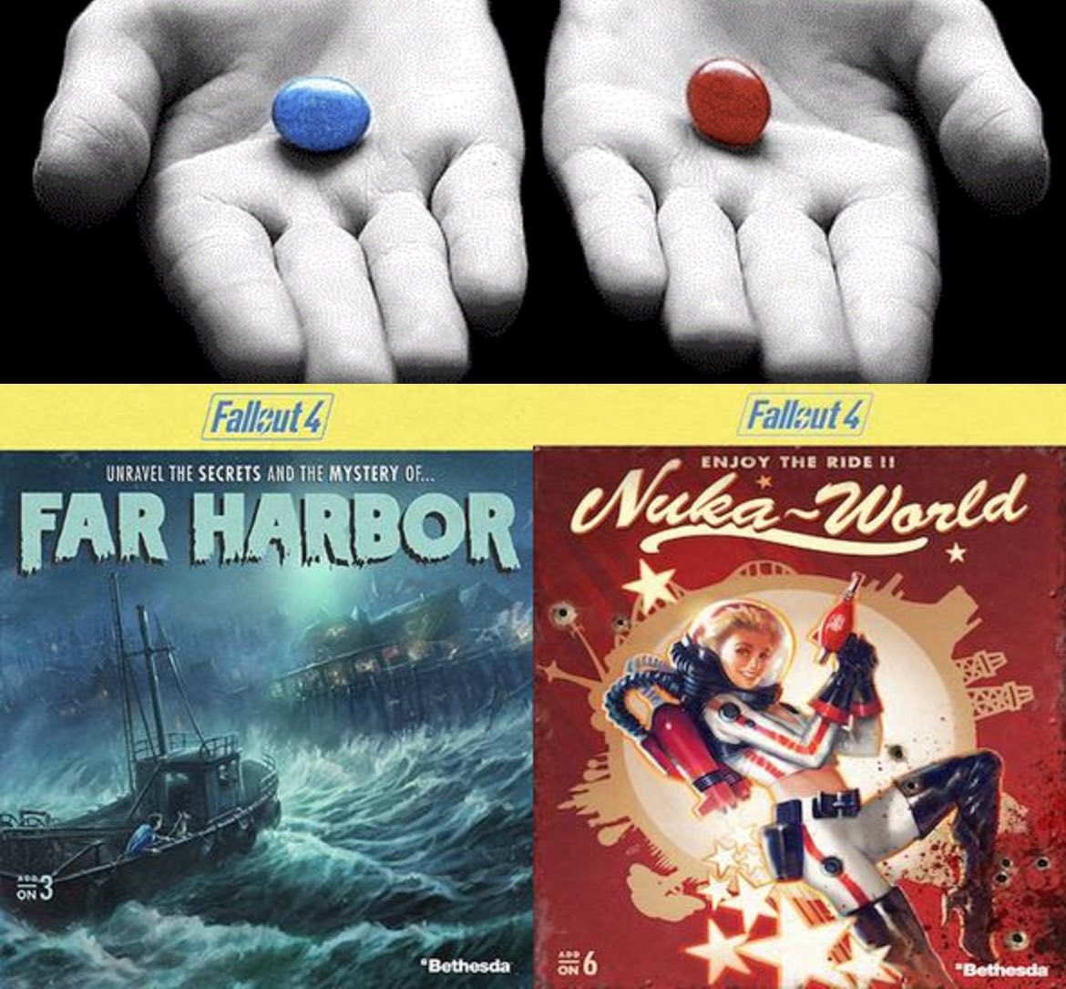 FilmsFallout's tweet photo. Far Harbor or Nuka World ? https://t.co/lZWoU1P1Uv