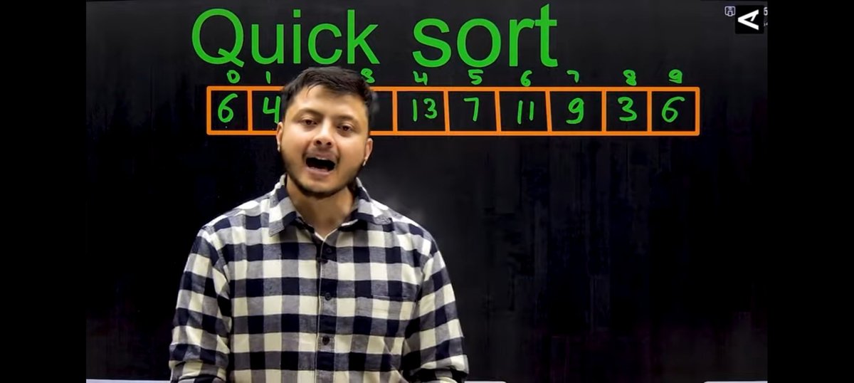karn_shomya's tweet photo. DAY 60 OF #180daysofdsa by Rohit Negi bhaiya
Things I learned Today is
- Quick sort
- understanding the logic intuition of the quick sort
 ° selecting a pivot element and arrange it in its correct position
- time and space complexity of its average and worst
- visualisation.
#dsa https://t.co/m4vgqpqm1h