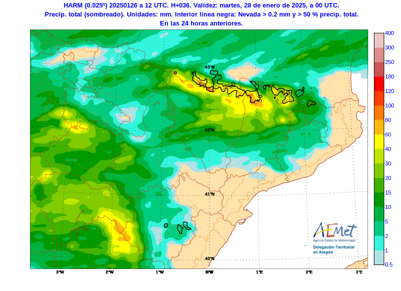 AEMET_Aragon's tweet photo. PCP 🌧️y variación de espesor #nieve #Pirineos #Huesca LUN 27 y MAR 28 con diferencias notables en zonas próximas a las de acumulación por la fuerte #ventisca especialmente en la madrugada del lunes
+info https://t.co/VQ3oB6yt99 https://t.co/yA1N3vM2hQ