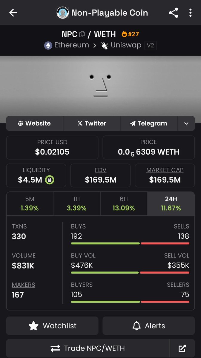 $NPC started trending again in Dex screener. Last time this happened it went to half a billion market cap in a few days. Let's see where it goes this time 👀