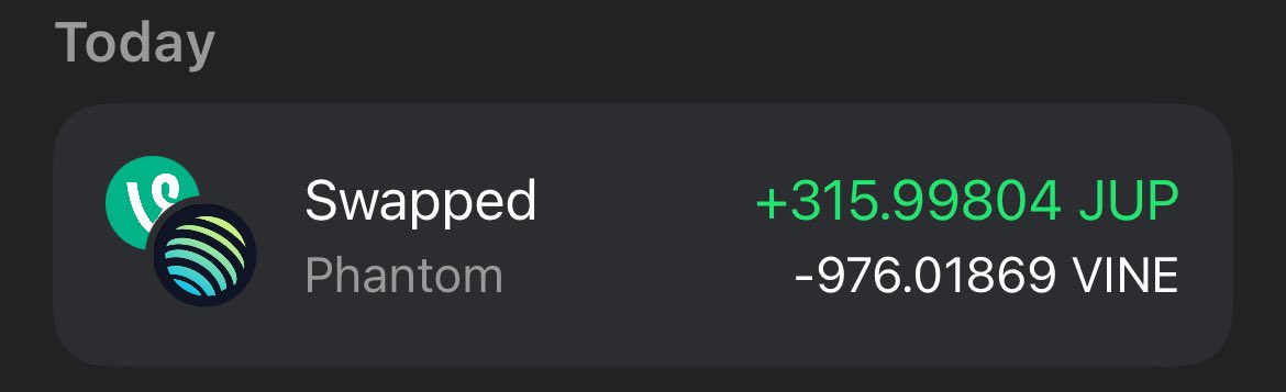 Dont know why but swaped my #vine for #jup