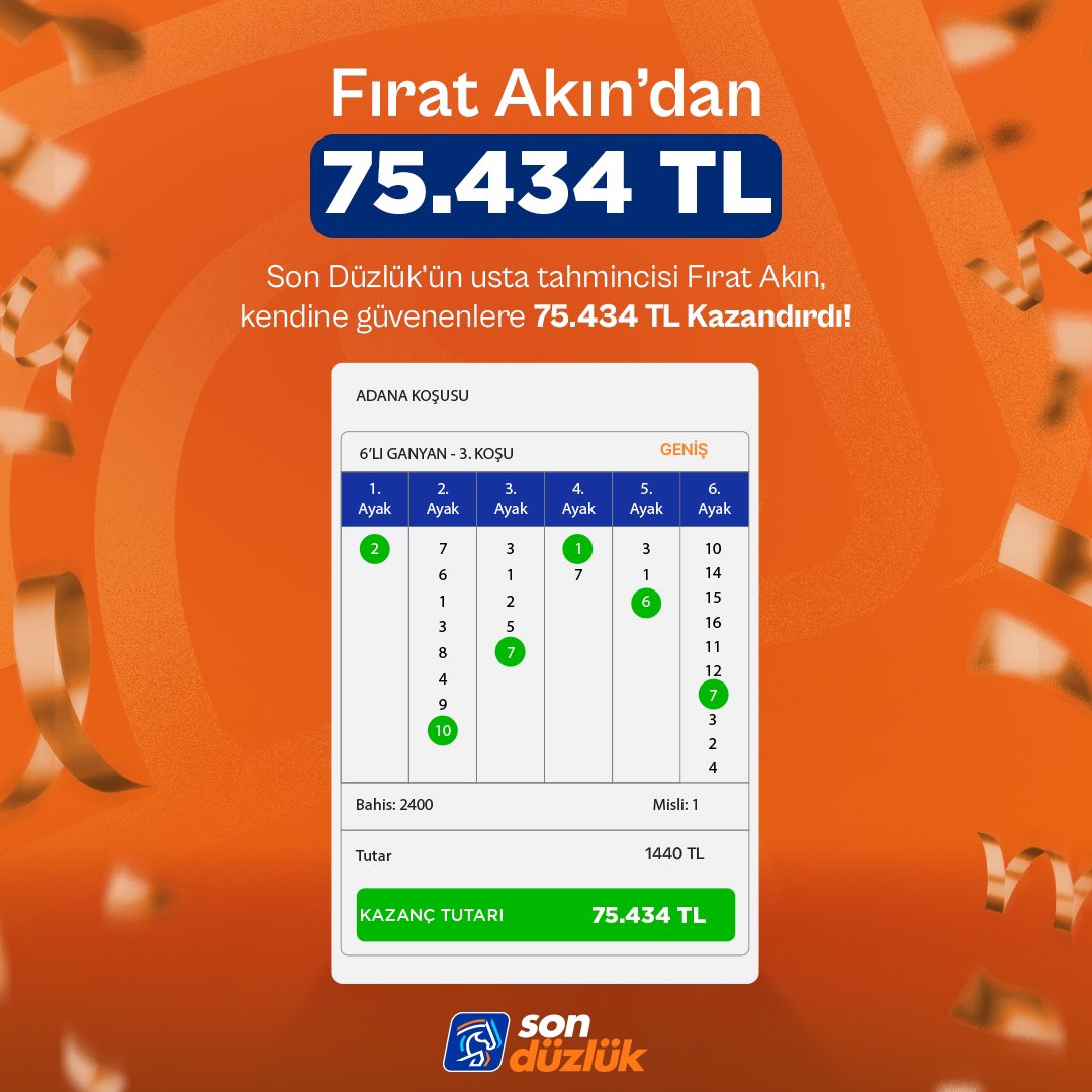 👏 Adana 6'lı Ganyan'ı için kazandıran tahminler Fırat Akın’dan!

👉 Sen de şimdi üye ol, tahminlerini kaçırma! sonduzluk.com