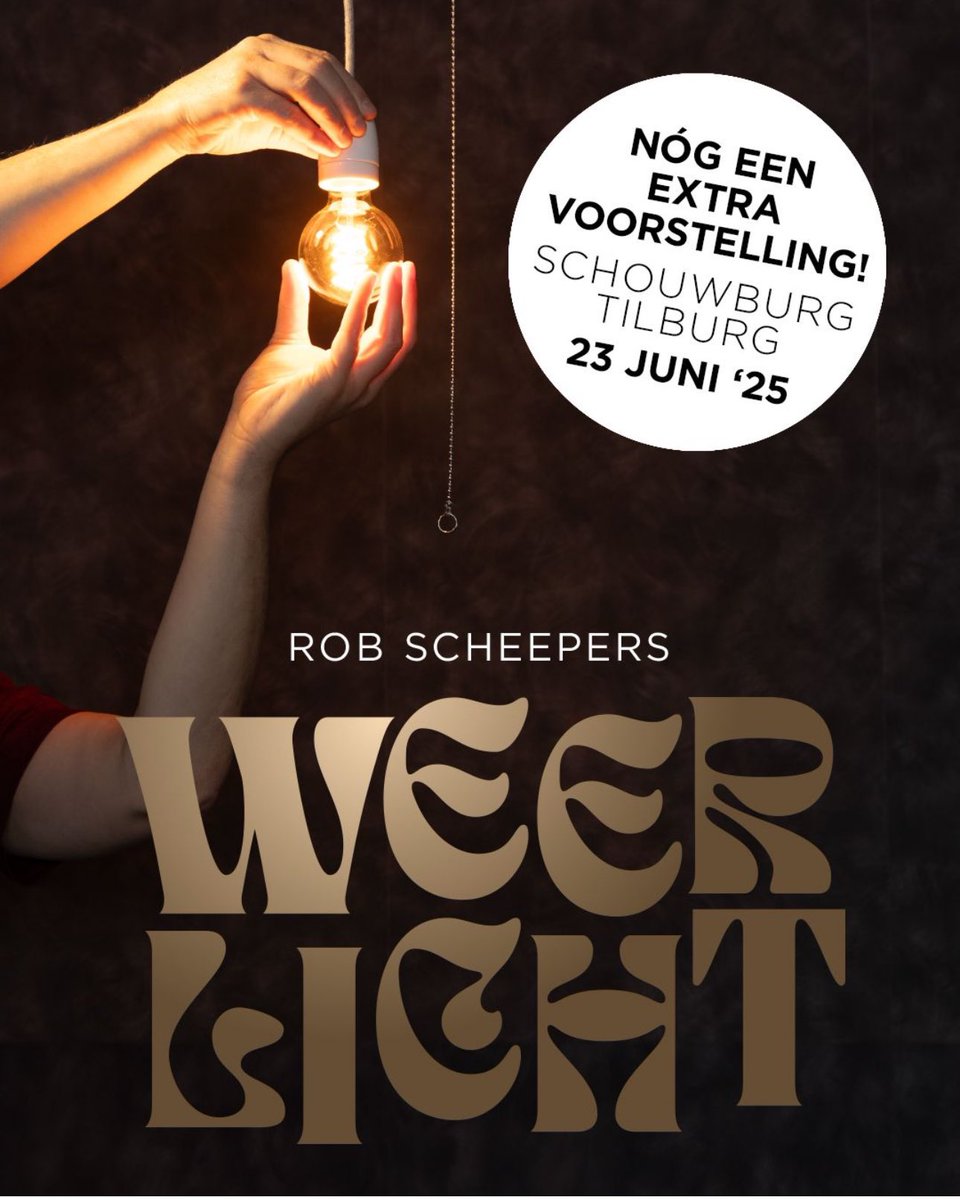 RobScheepers's tweet photo. Achter het net gevist? Hier is dan toch echt je allerlaatste kans om nog kaartjes te kopen voor #Weerlicht #HupHup #Tilburg #LaatsteExtraVoorstelling https://t.co/Q4kwEfFbdn