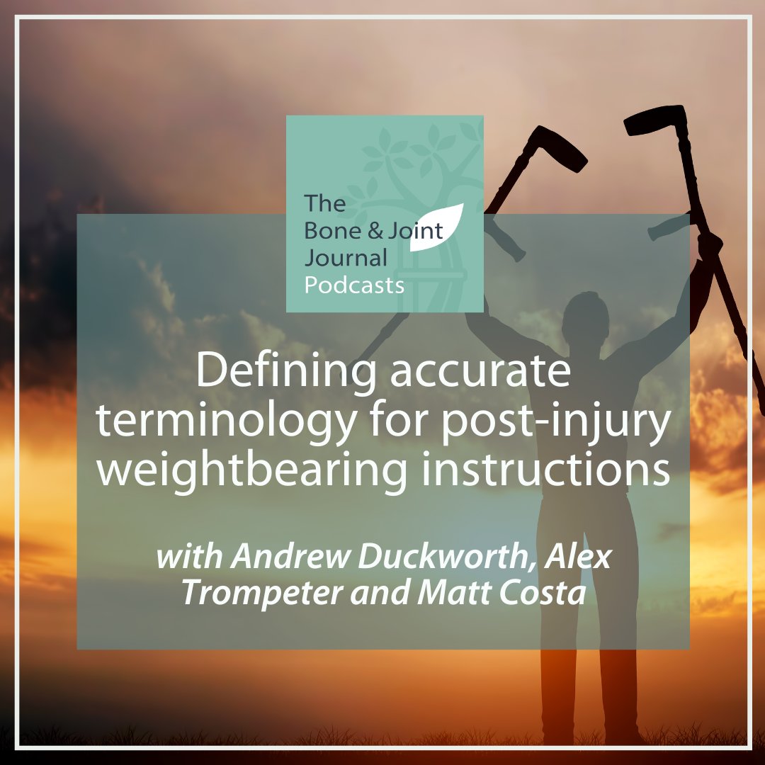 The Bone & Joint Journal (@bonejointj) on Twitter photo "...it wasn't just that we were inconsistent, it was that what we were saying wasn't translating...".
<a href="/DuckworthOrthEd/">Andrew D Duckworth</a>, Alex Trompeter & Matt Costa discuss the terminology used to describe the weightbearing status of patients.
#Podcast #BJJ #Injury
ow.ly/Ll7s50UMBwy "...it wasn't just that we were inconsistent, it was that what we were saying wasn't translating...".
<a href="/DuckworthOrthEd/">Andrew D Duckworth</a>, Alex Trompeter & Matt Costa discuss the terminology used to describe the weightbearing status of patients.
#Podcast #BJJ #Injury
ow.ly/Ll7s50UMBwy