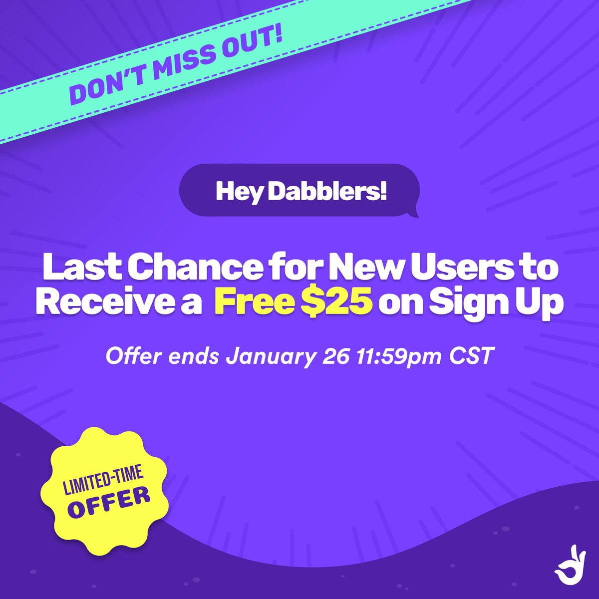 StatDoctorMD's tweet photo. ๐จ TODAY IS YOUR LAST CHANCE! ๐จ
Sign up with @DabbleFantasy today and claim $25 for FREE just for getting started!
๐ Donโt wait โ this offer ends TONIGHT at 11:59 PM CST!
โ
Use code STATDOC to secure your bonus.
๐ธ https://t.co/VFHowUCJfS
#Dabble #StatDoctorMD #ClaimYourBonus #TimeIsTicking