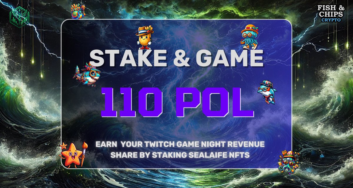 Off to a pretty juicy start with the $POL revenue sharing! 

If you missed this one, get your SeaLaife #NFTs and stake them for next time:
opensea.io/collection/fis…

Join our #Twitch games nights, bring all your friends and foes! More players, more revenue, more sharing 😎