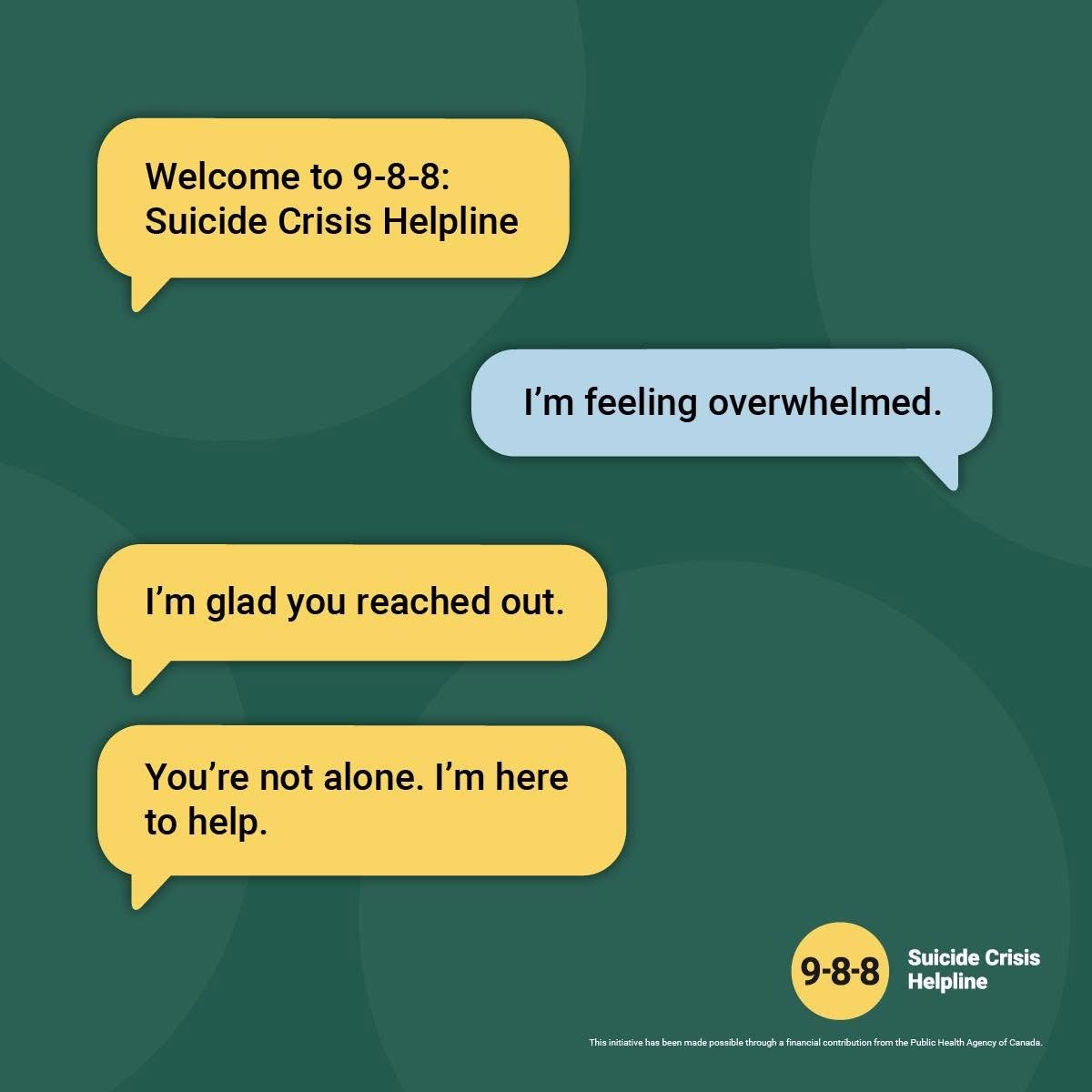 If you’re struggling to share your thoughts or have been afraid to tell someone about what you’re going through, 9-8-8 responders are here to listen. Available 24/7—even if it’s hard to find the words. You don’t have to face this alone. Reach out. 9-8-8 can help.