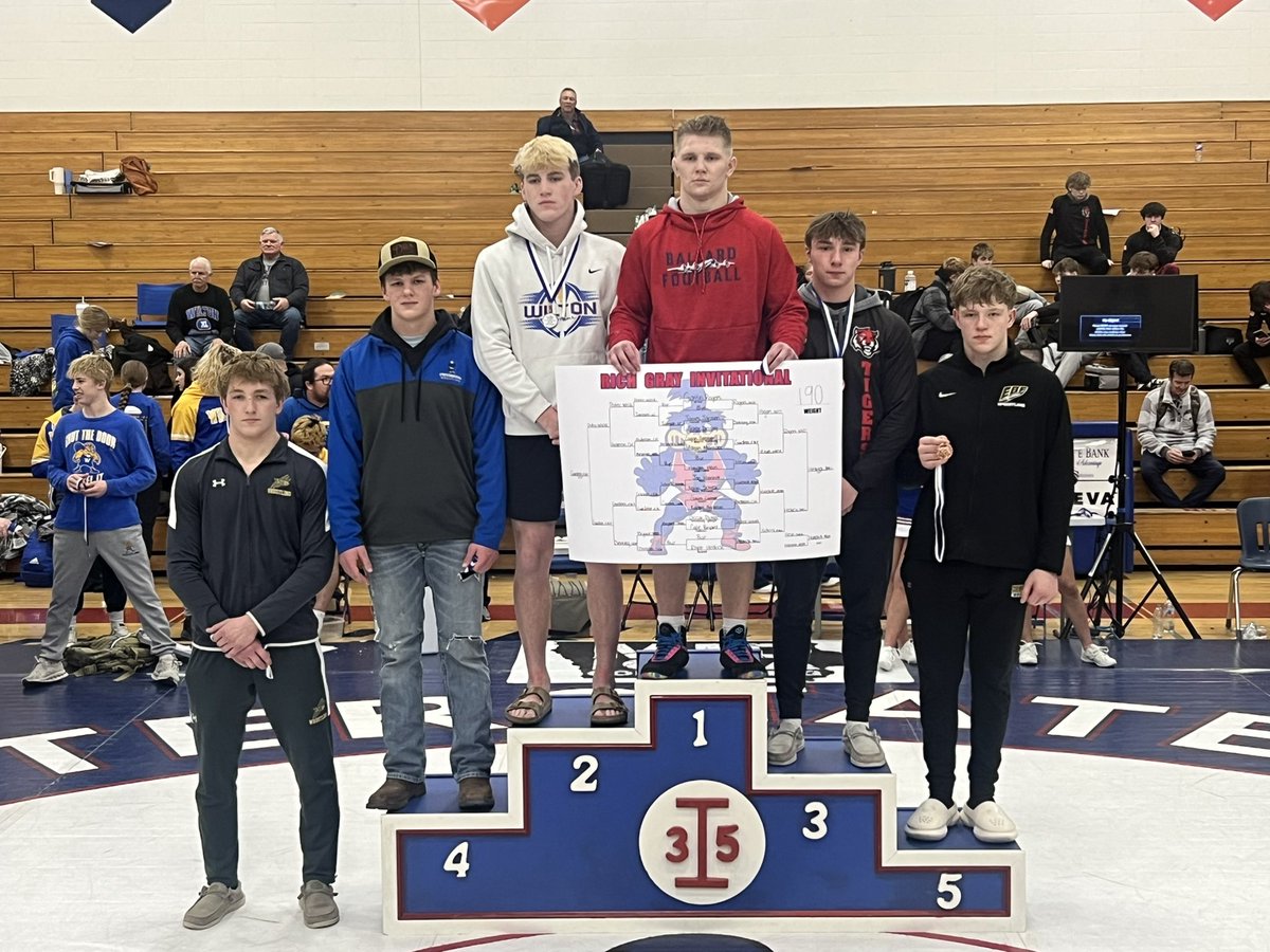 Rich Gray Tournament Results
Lucas Bose- Champion 
Avery Vacek- 2nd Place
Sam Hulsing- 4th Place 
Hayden Huen- 4th Place